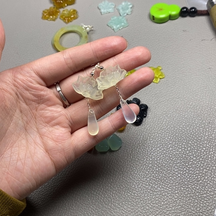 蛇纹石玉未镶嵌挂件耳饰耳环项链