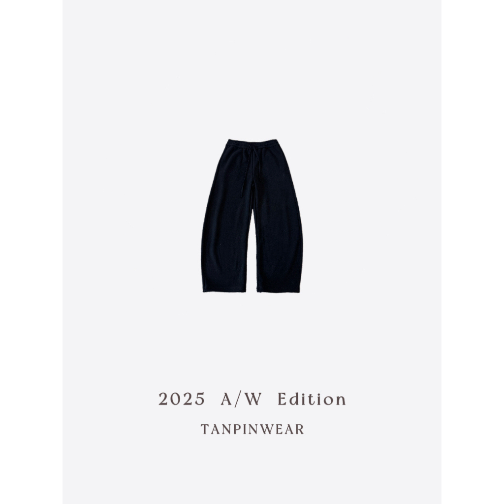 【TANPIN】25AW  羊绒醋酸混纺松紧腰小弯刀卫裤男装