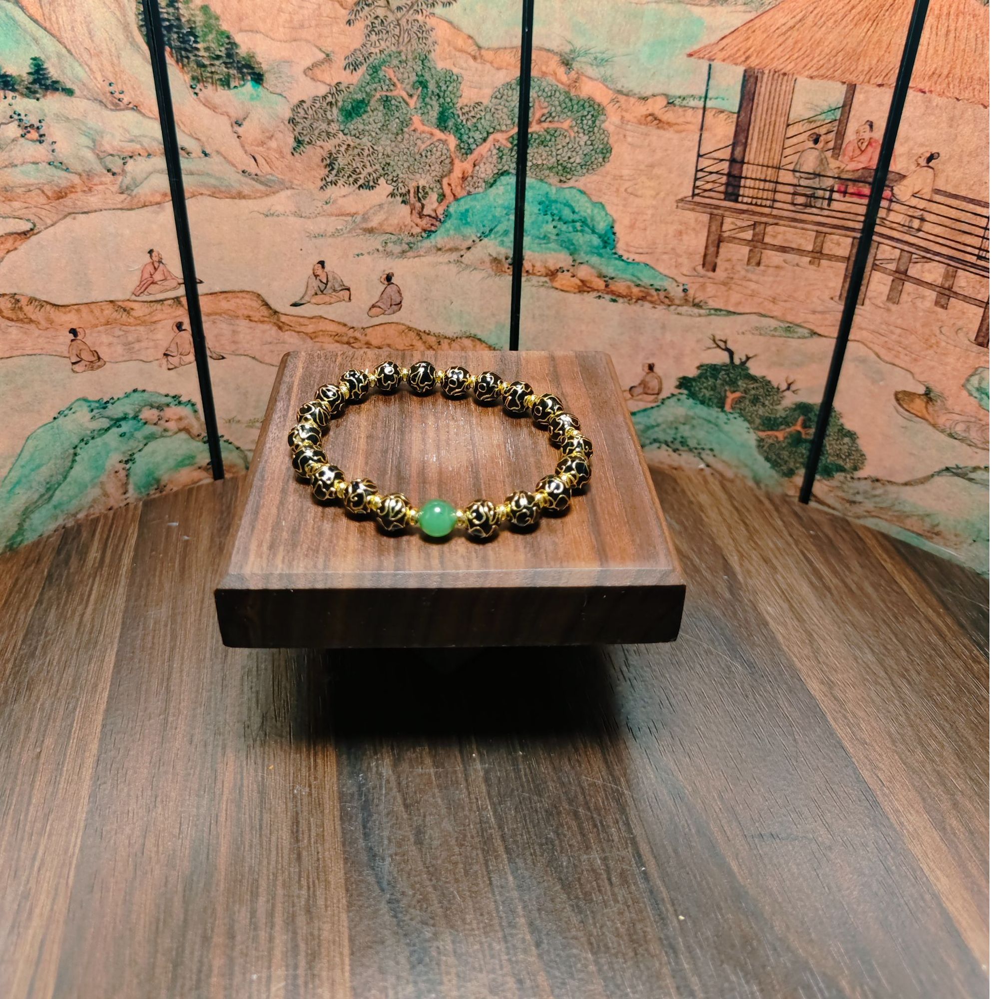 N和田玉掐丝珐琅手串