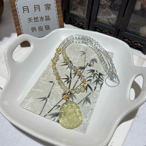【月月家】BA005天然水晶 原创黄水晶狐仙项链 多样性发其一