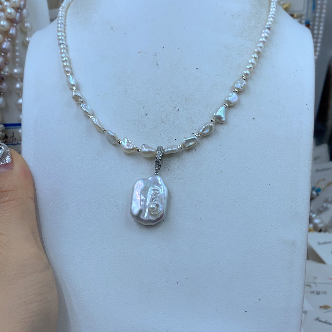 颈饰合金淡水珍珠