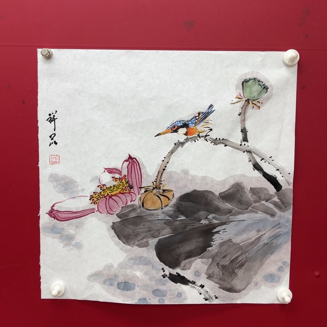 国画盛祥昆手绘荷花图