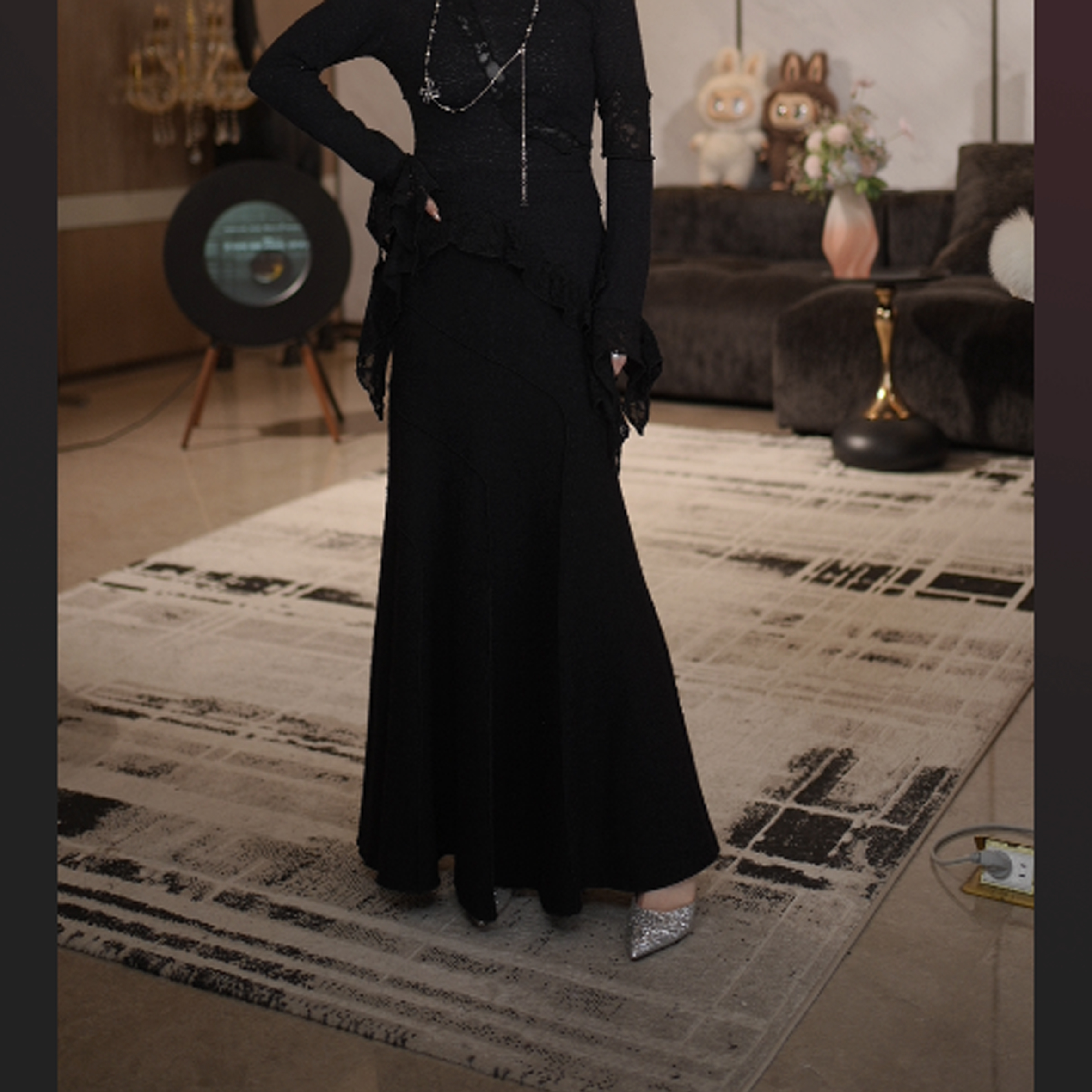 【Jier吉儿】原创设计师 蕾丝收腰性感风法式气质显瘦小黑裙赫本风