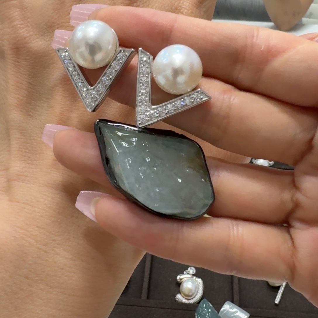 k***n海水珍珠银S925镶嵌颈饰