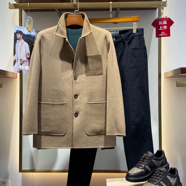 秋冬单排扣双面尼毛呢大衣设计师秋冬时尚