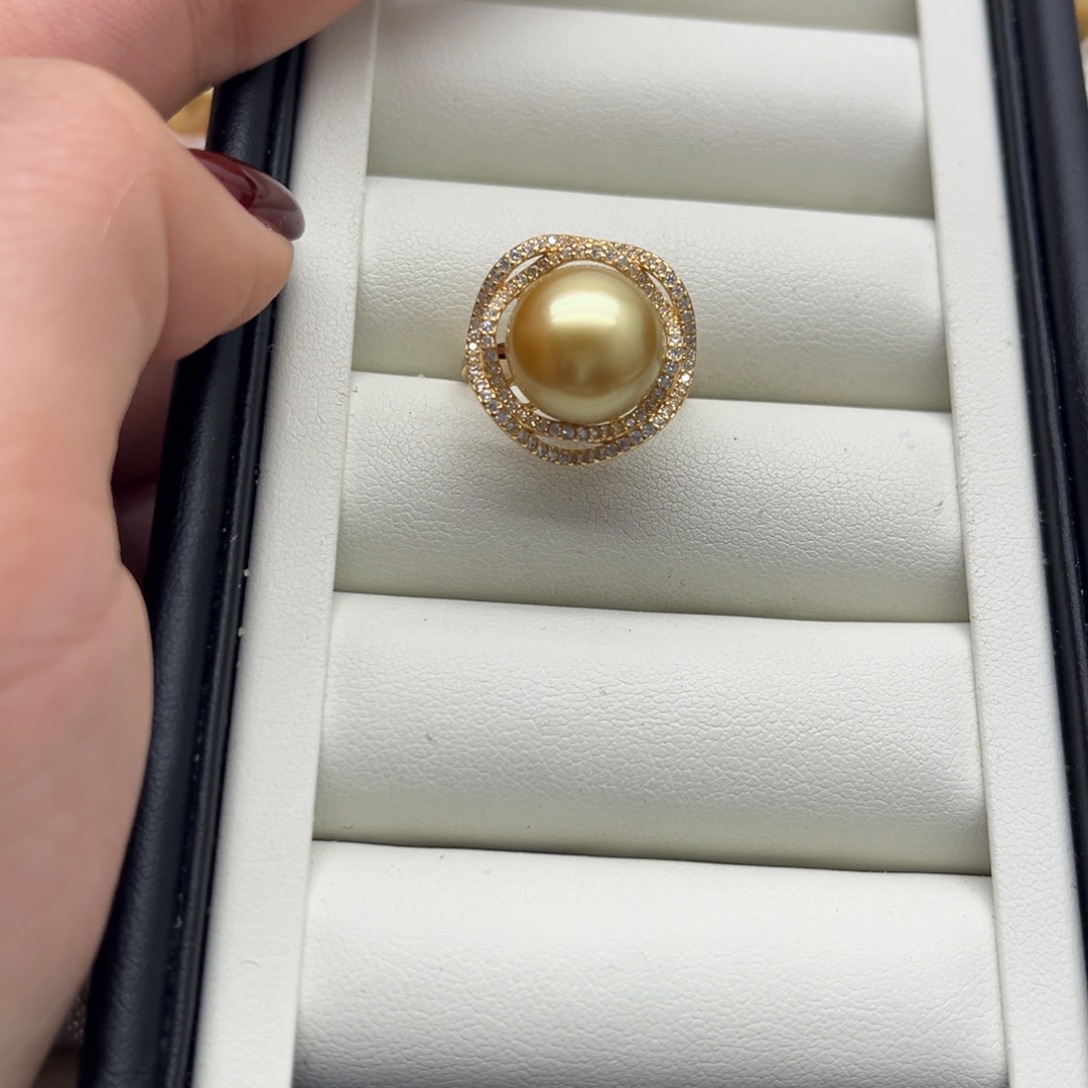 银S925镶嵌戒指海水珍珠