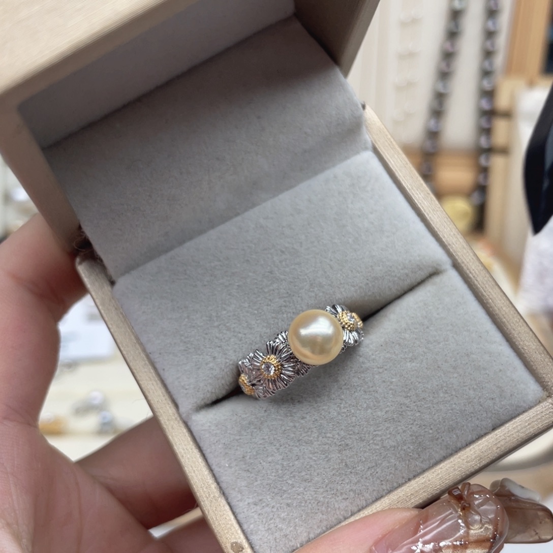 海水珍珠戒指银S925镶嵌D197