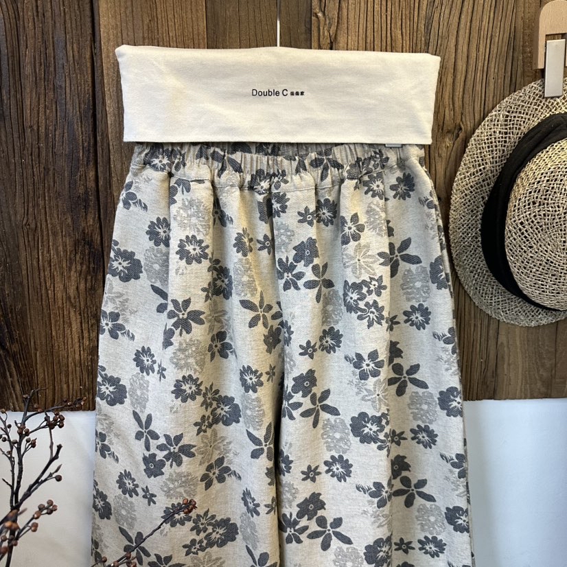 CHAI#98333#加厚提花麻麻裤子  FL