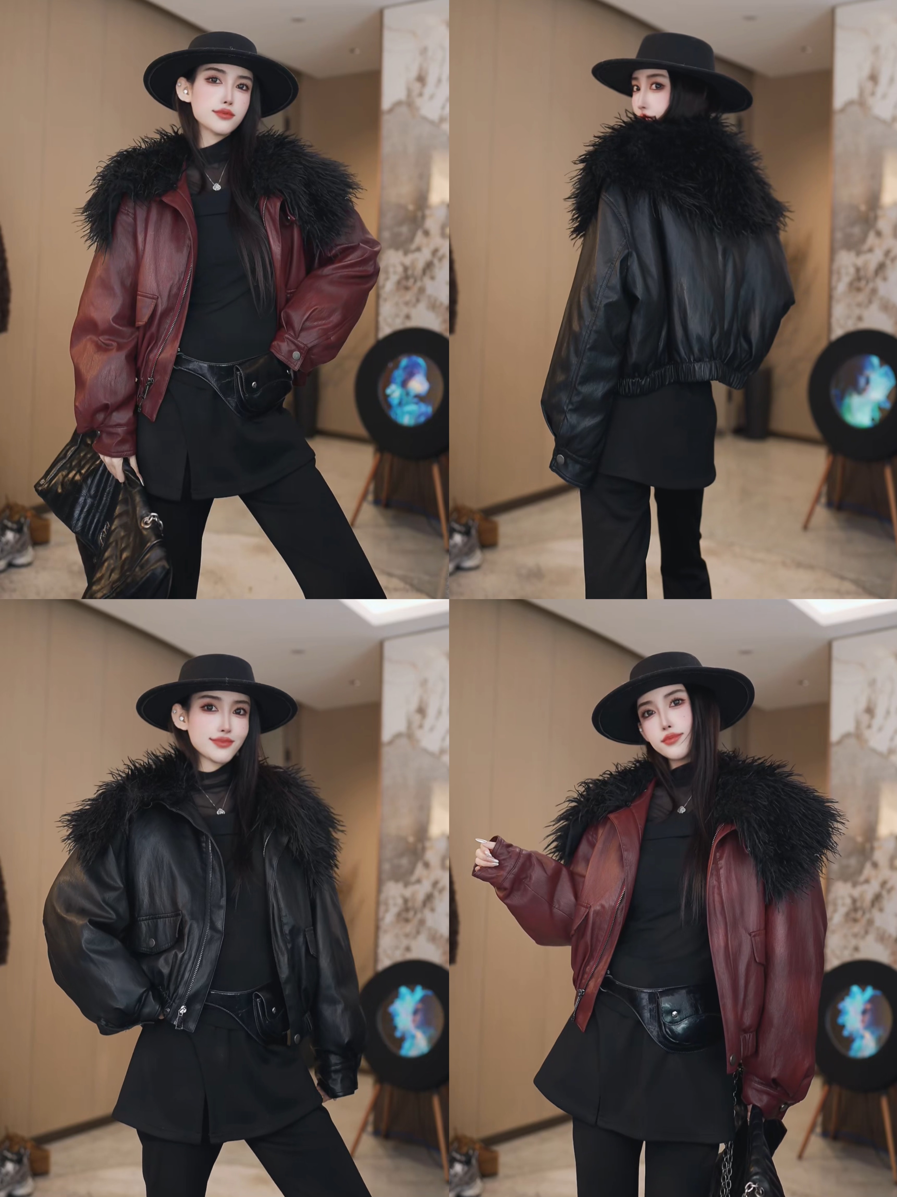 EH超暖和加厚秋冬季韩版大方领皮衣保暖毛毛翻领皮羽绒外套W4340