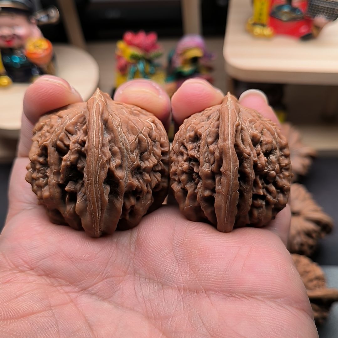 吊坠文玩核桃四座楼半壁子母对