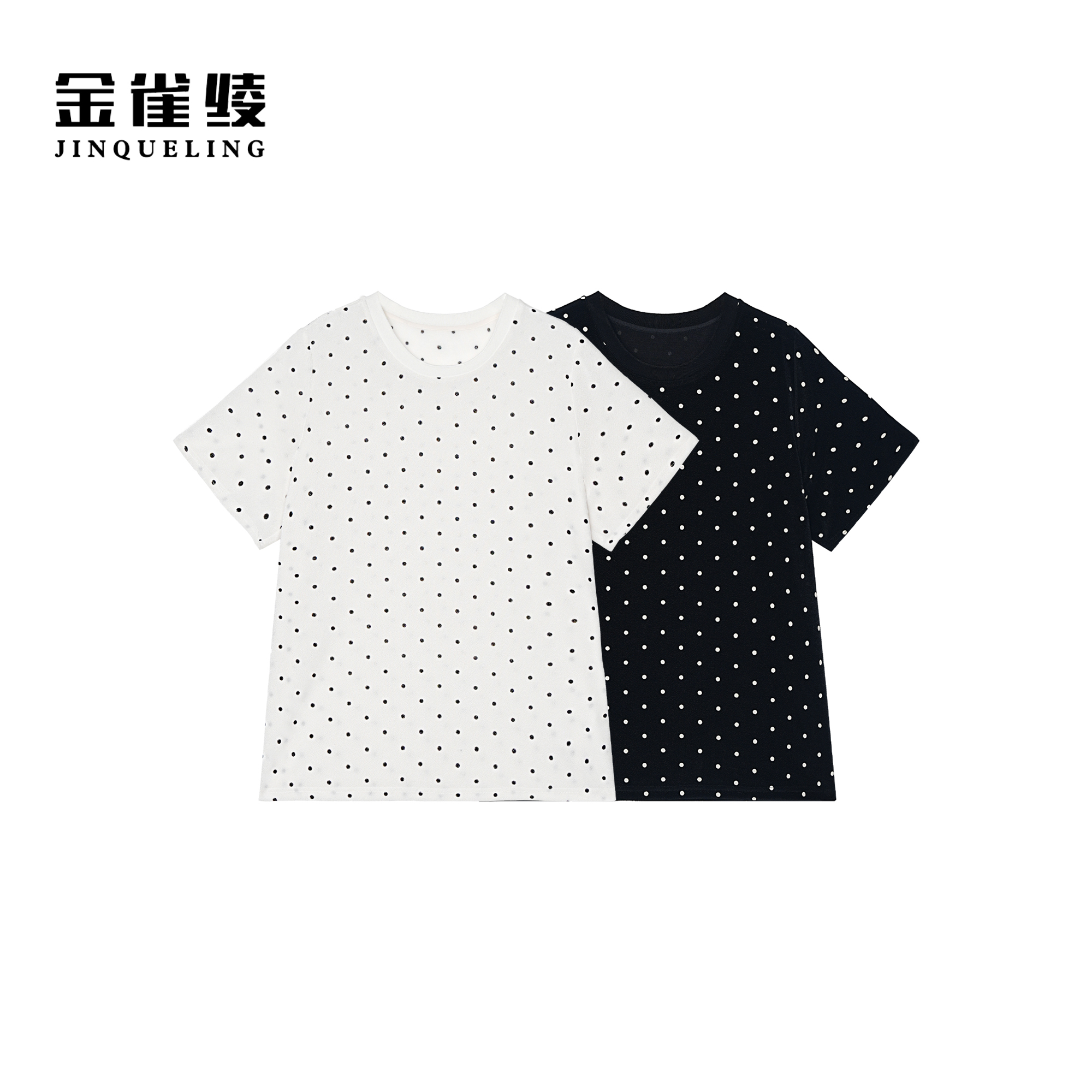 金雀绫【热气球】时尚波点圆领亲肤经典加宽加大小衫SZA2SW497