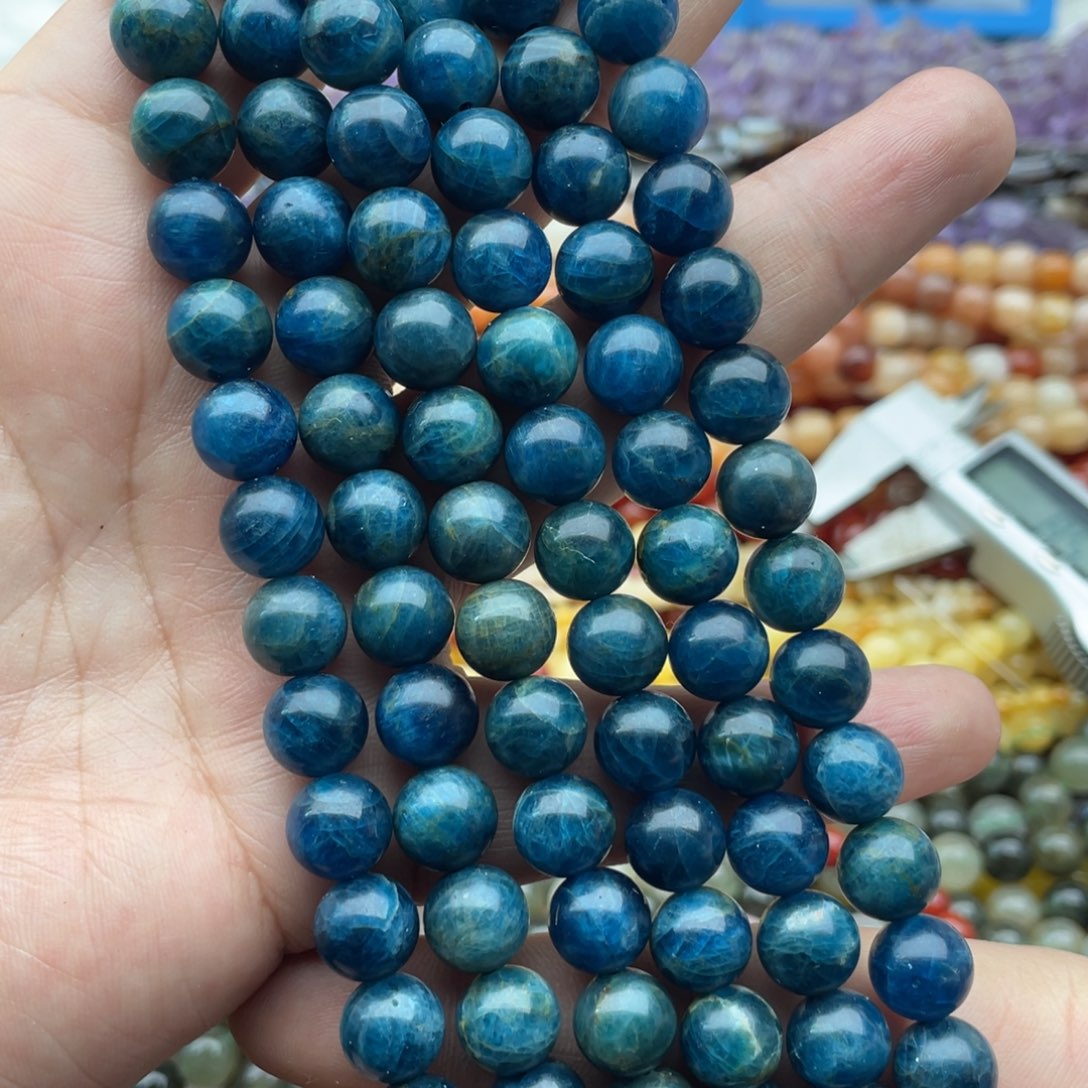 玛瑙/玉髓珠宝半成品未镶嵌一条装10mm左右蓝鳞灰圆珠