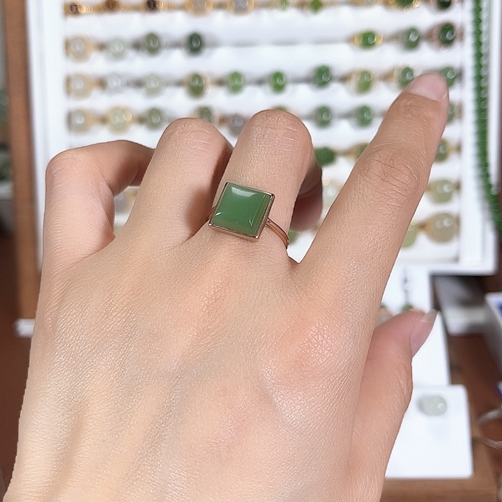 和田玉戒指银S925镶嵌