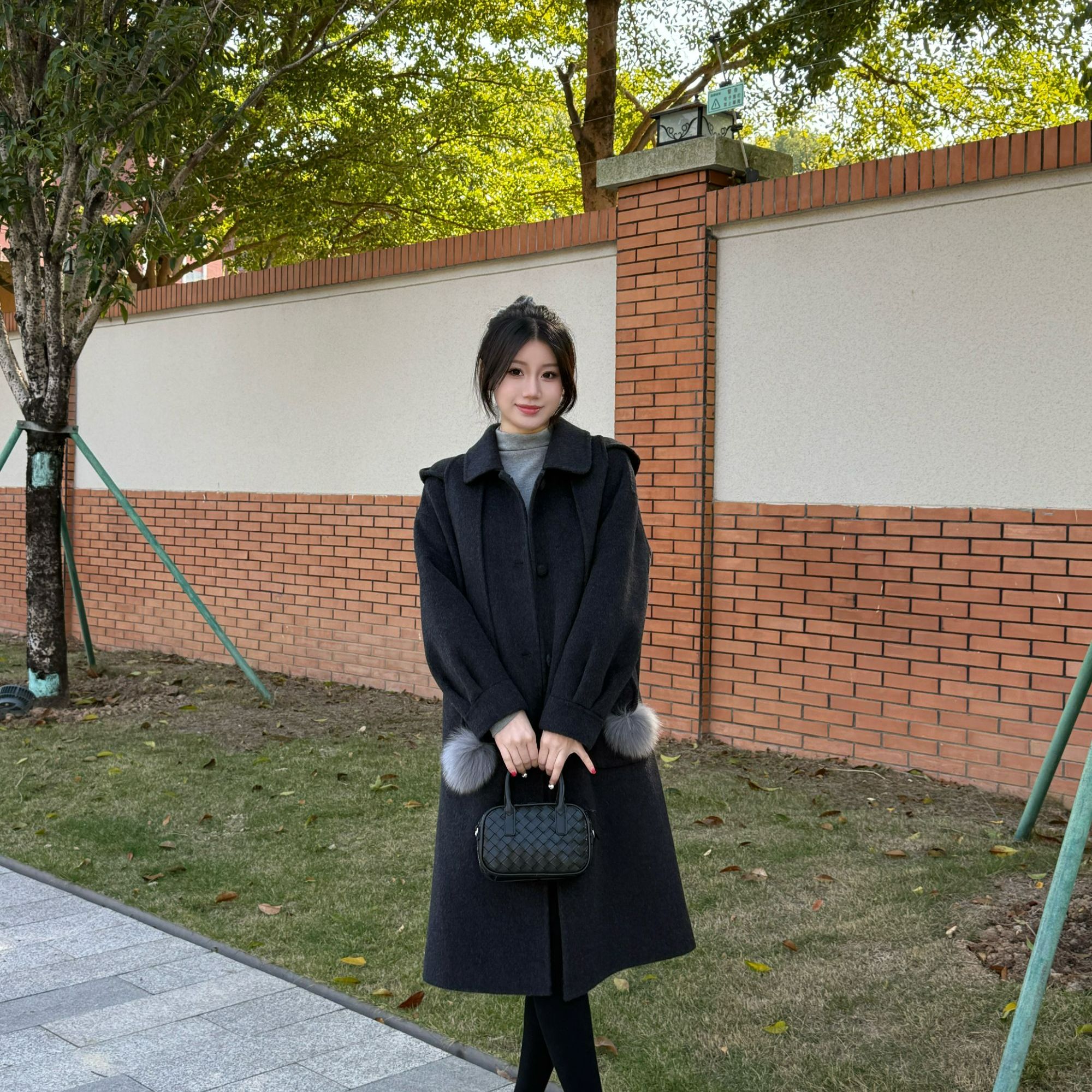 韩系双面羊绒大衣女中长款宽松显瘦小个子羊毛外套2025冬新款