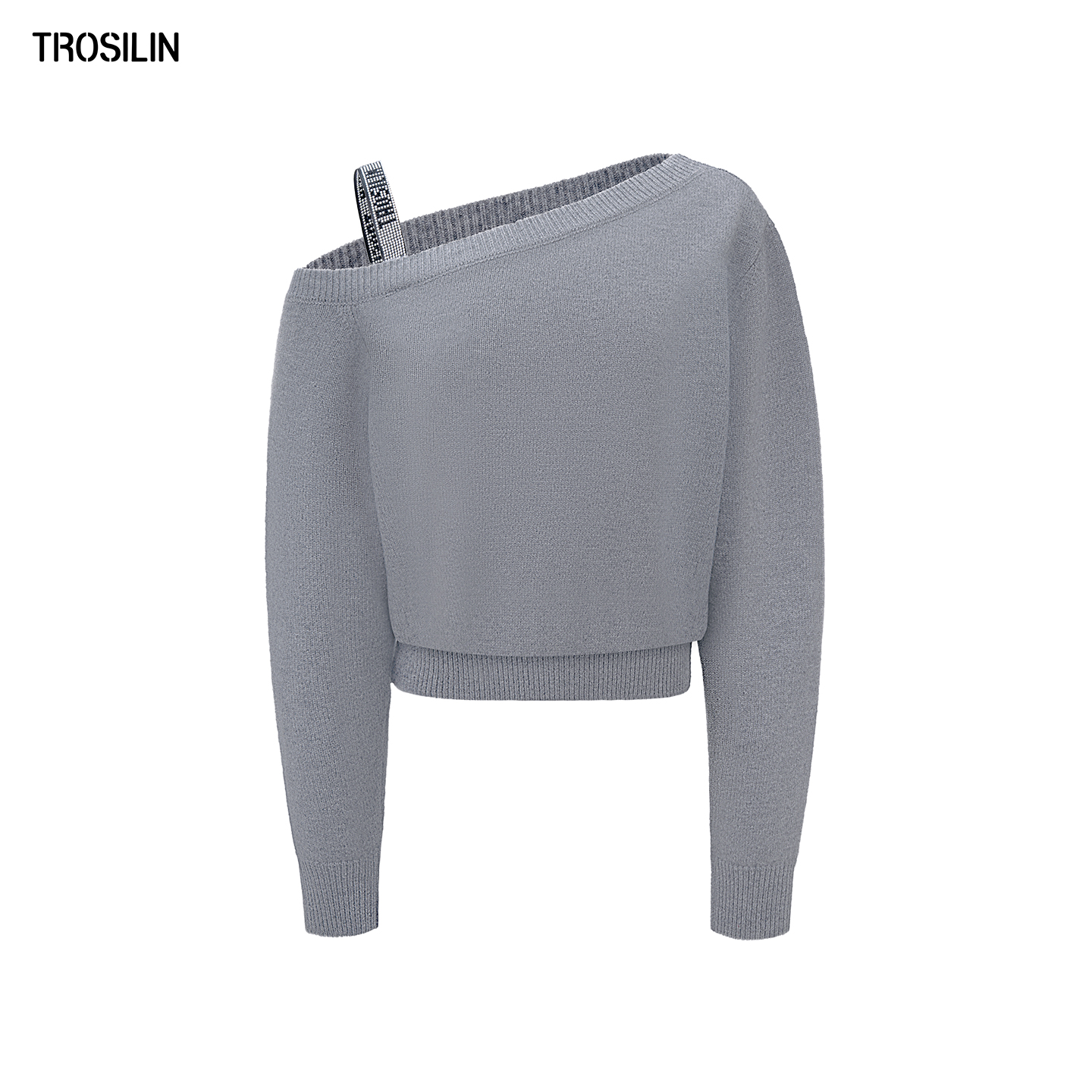  TROSILIN-2025早秋新品“黑曜石”斜肩羊毛衫A25SW009GY-H