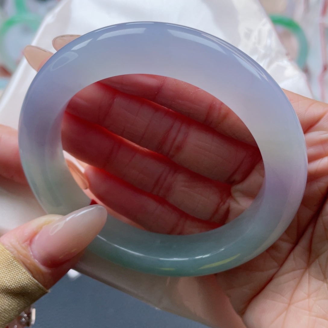 未镶嵌手镯翡翠58.2圈 梦幻春彩 对标中大万 45号