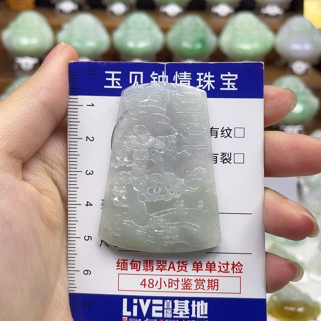 翡翠未镶嵌颈饰山水牌