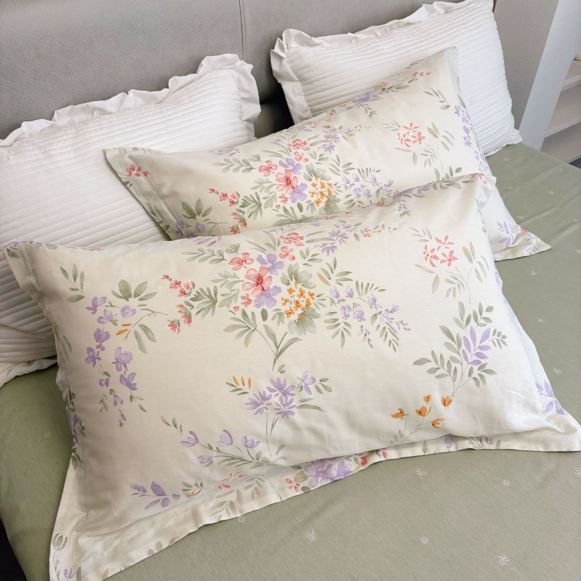 （一对枕套）100%全棉斜纹枕套一对装单人双人可用不起球不掉色