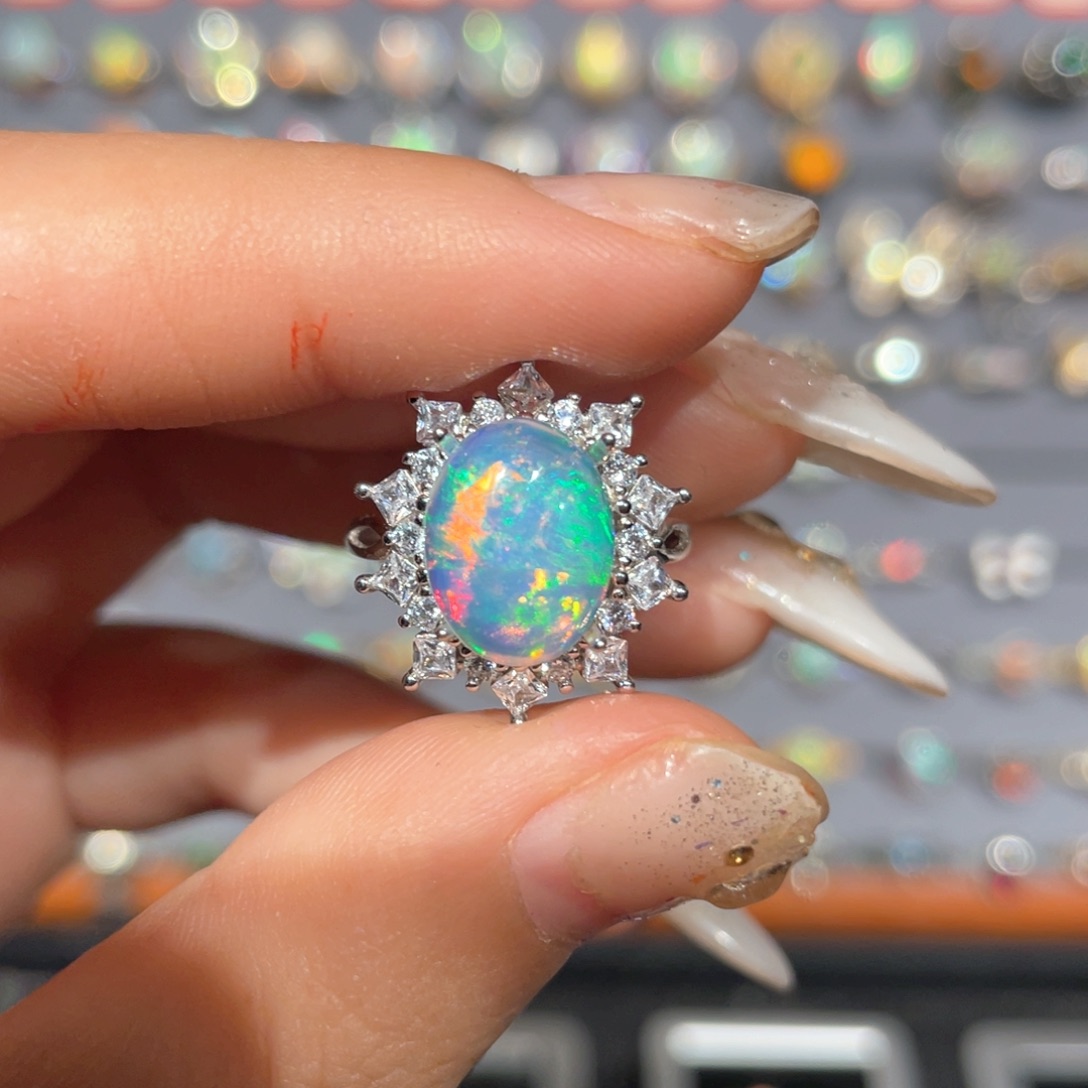 欧泊戒指款式银S925镶嵌