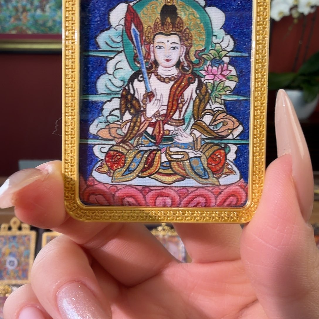 吊坠虚空藏菩萨手绘唐卡