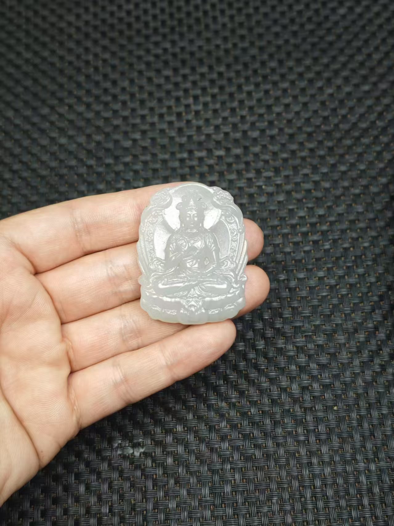 天然和田玉老料精雕双龙观音吊坠2.14清货3