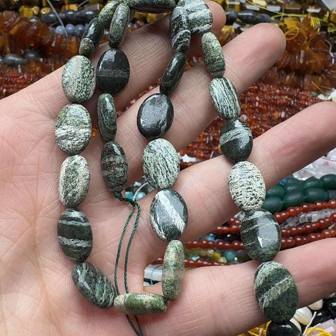 玛瑙/玉髓合金珠宝半成品一条10x14m银线石