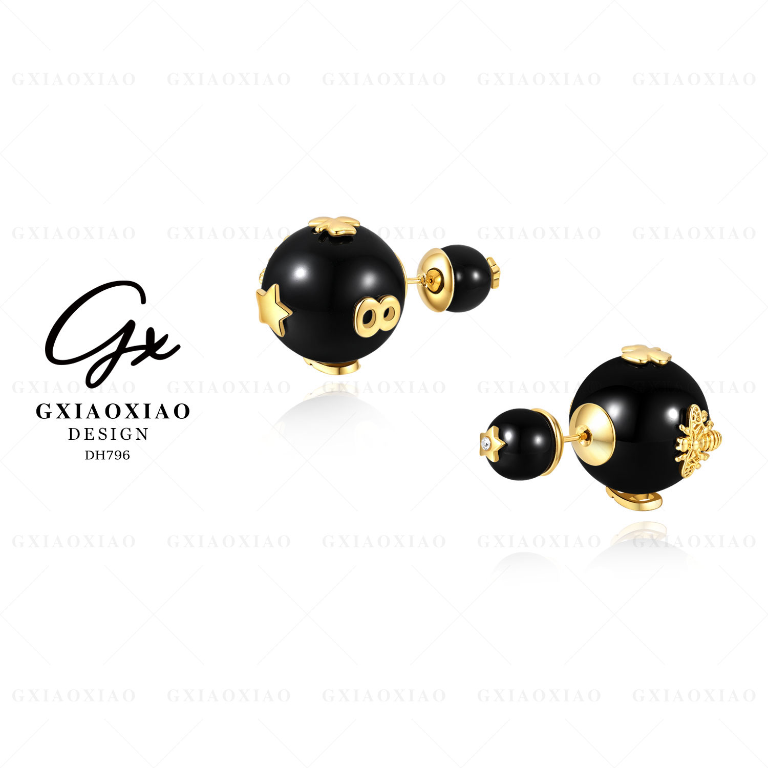 G XIAOXIAO 镀K金 法式高级气质经典星星数字耳环 DH796