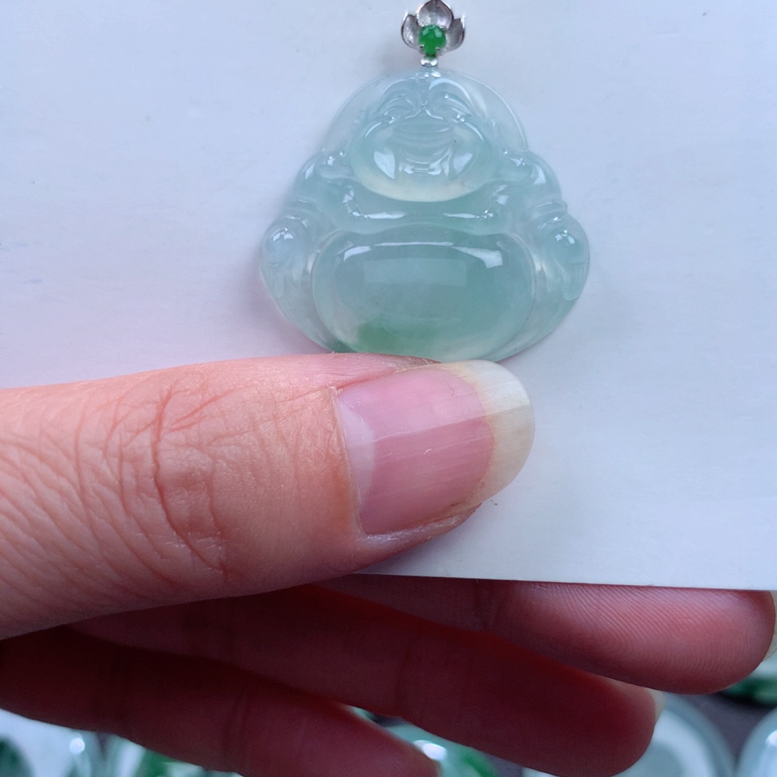 翡翠吊坠(不含链)18K金镶嵌