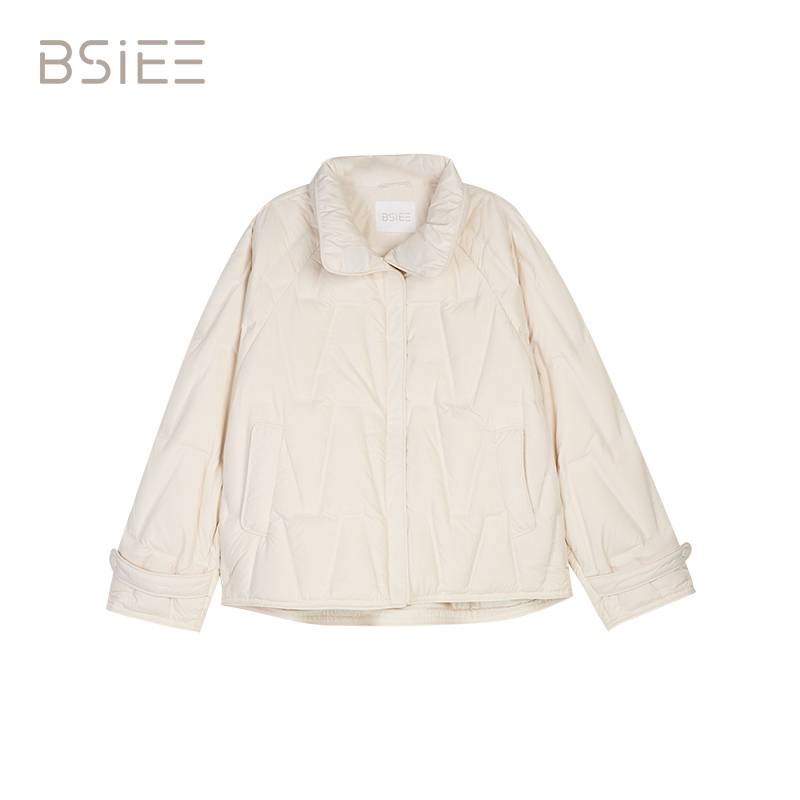BSIEE/本涩白色时尚短款女款立领短羽绒