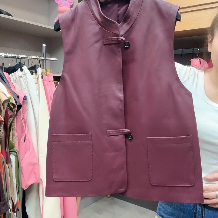 女装马甲真皮皮衣