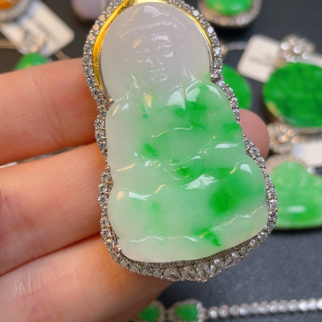 翡翠银S925镶嵌吊坠(不含链)