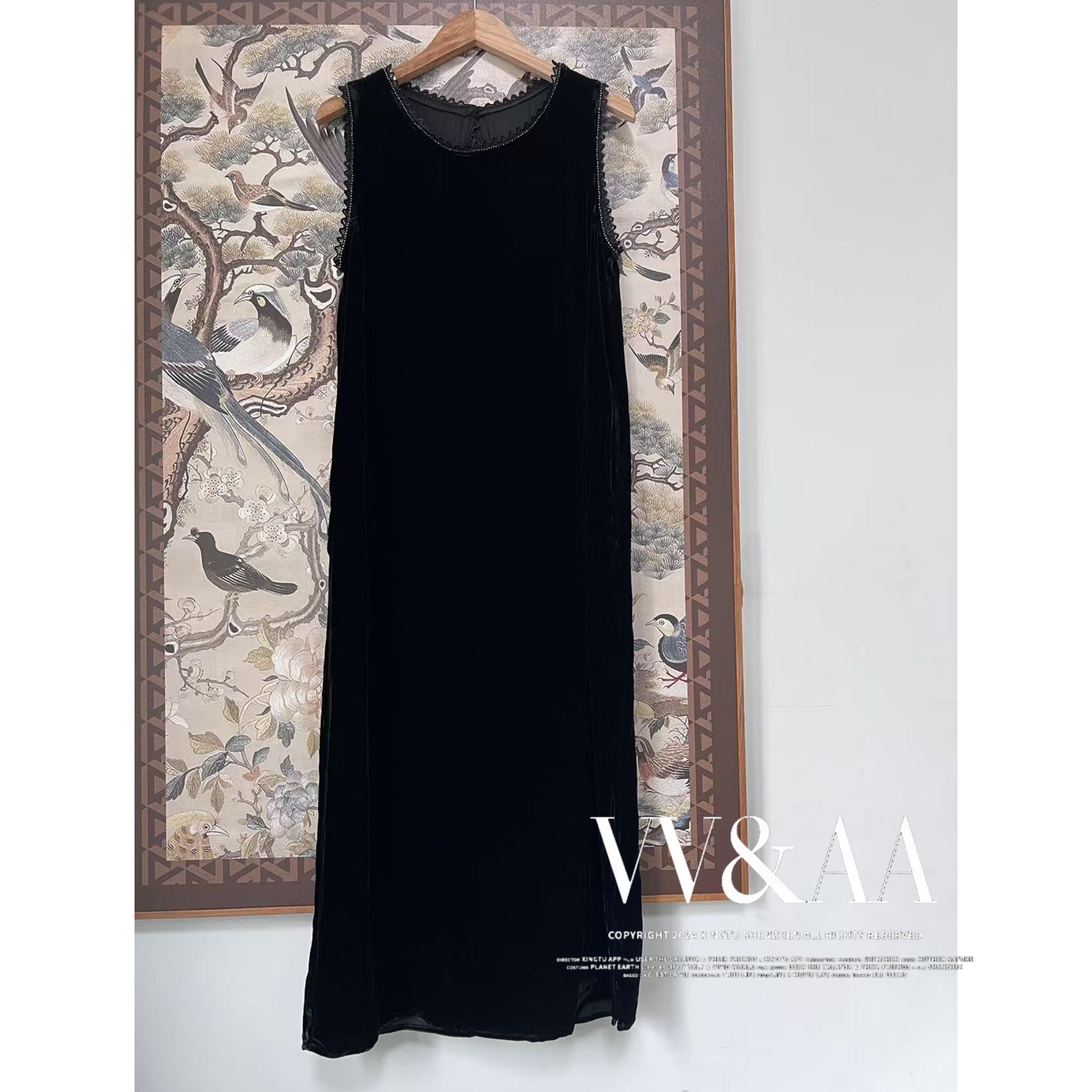 VV&AA 时髦减龄后背蝴蝶蕾丝边无袖连衣裙 ANA4601