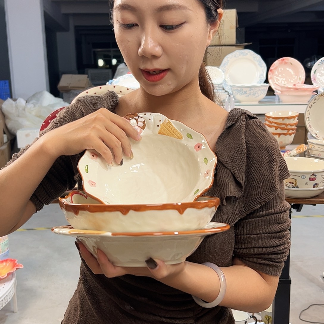 潮州陶瓷微瑕餐具三件套