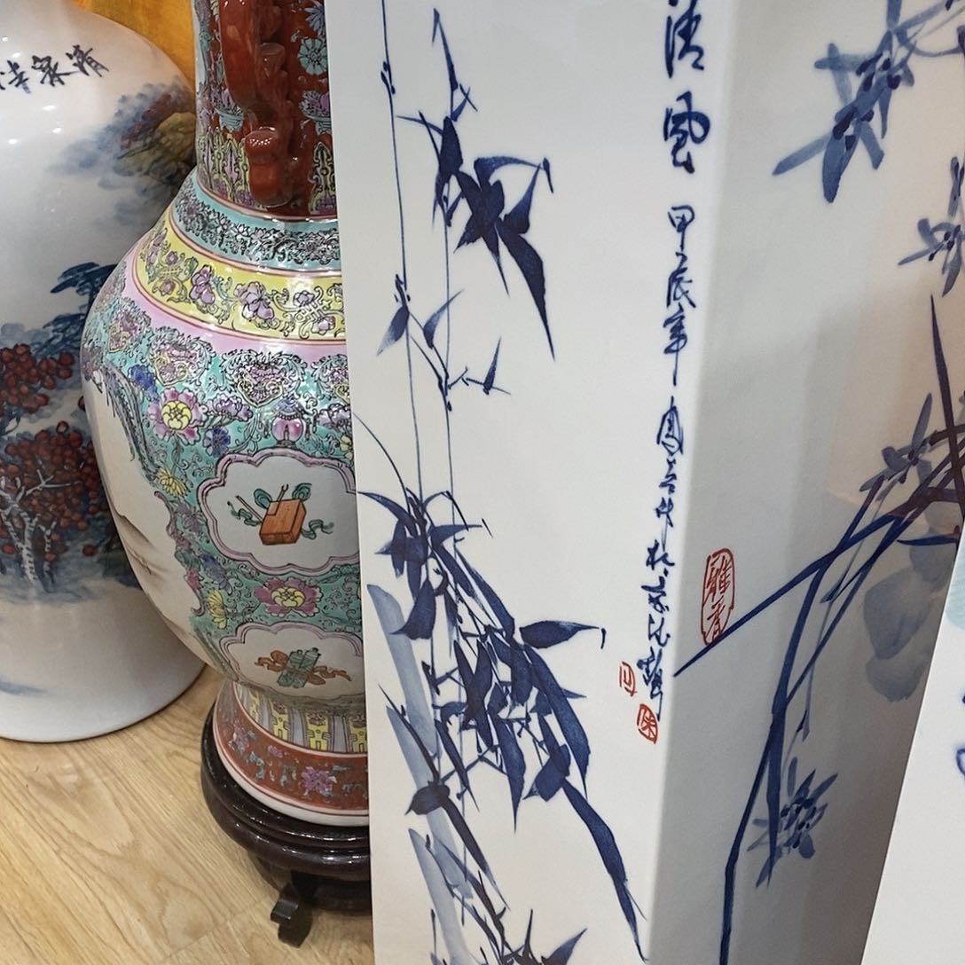 摆件用****4景德镇陶瓷四方瓶