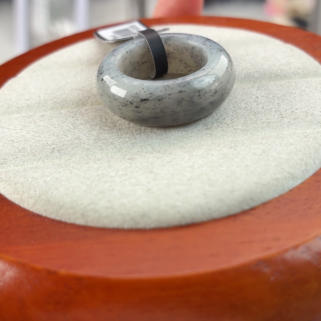 ****弟和田玉未镶嵌戒指r7青花水墨甜甜圈17.2