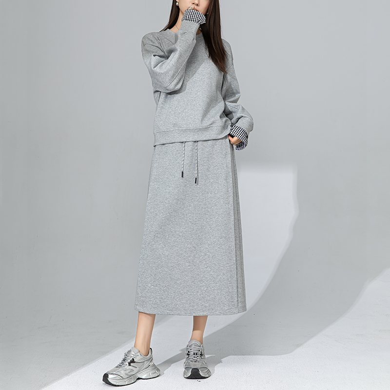 65362+65361 春秋新款拼接休闲卫衣独特设计两件套