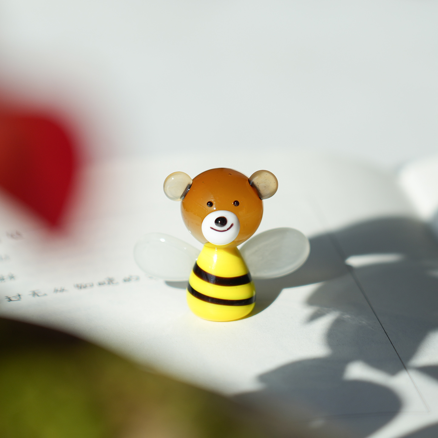 淄博琉璃手作可爱蜜蜂小熊桌面摆件动物治愈系装饰品公仔手办礼物
