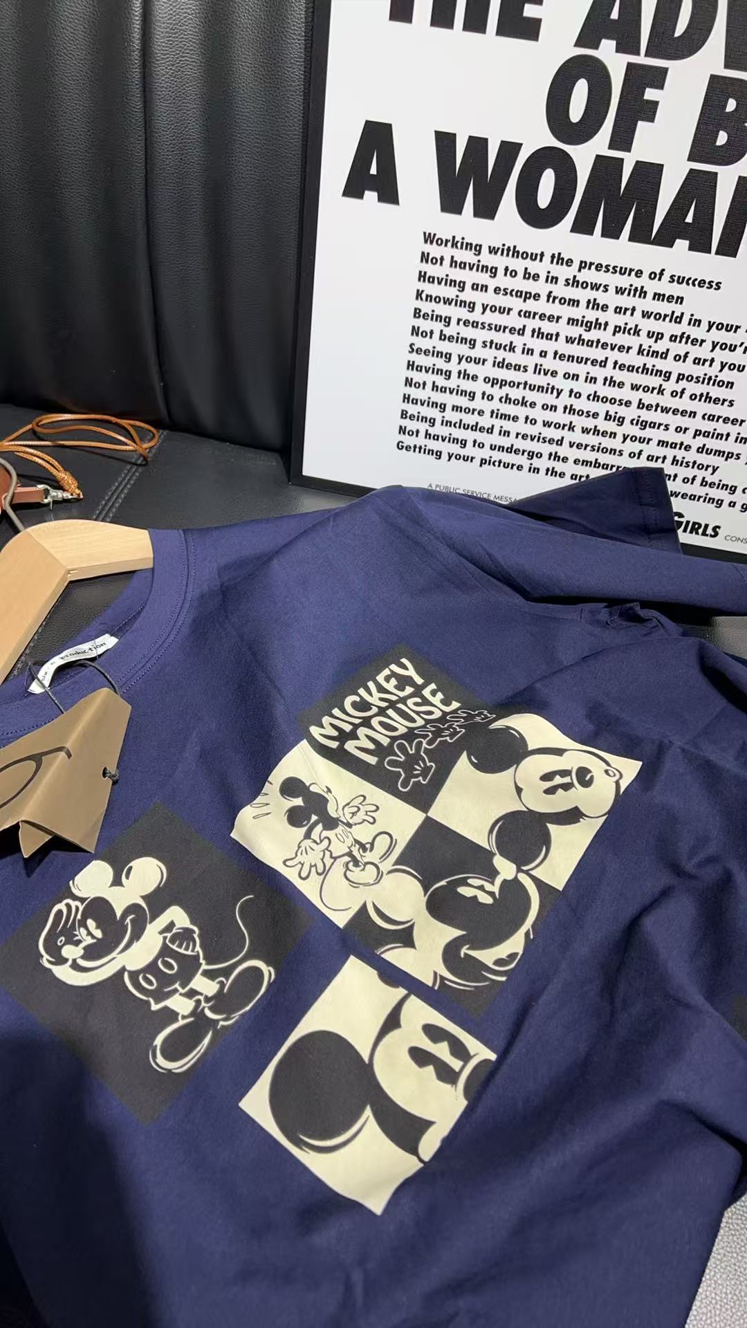 短袖蓝色休闲夏季宽松印花圆领时尚潮流T恤