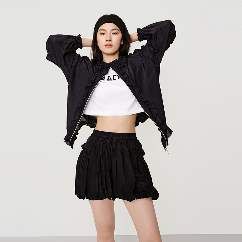 【都市漫游】HPLY荷比俪秋女含桑蚕丝荷叶边拉链外套HYF31520195