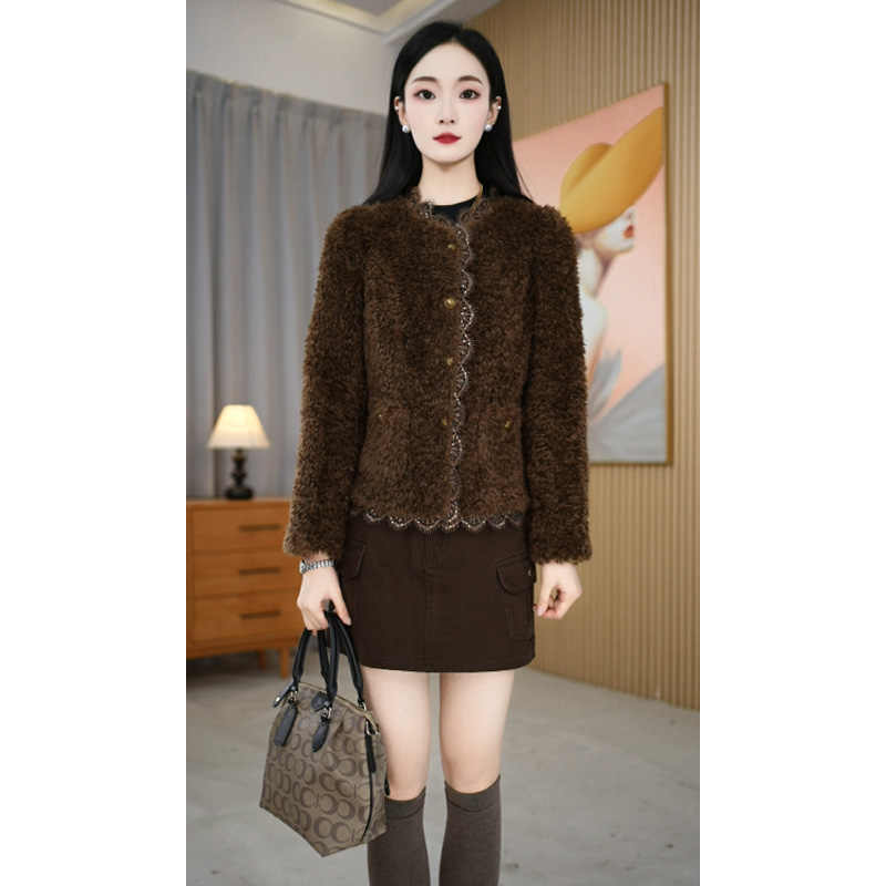 【艾丝琪】2025冬季优雅高贵气质加厚加绒短外套M-2XL