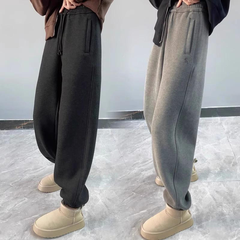 灰色加绒运动裤子女款爆款加厚2025新款显瘦棉裤今年流行休闲卫裤