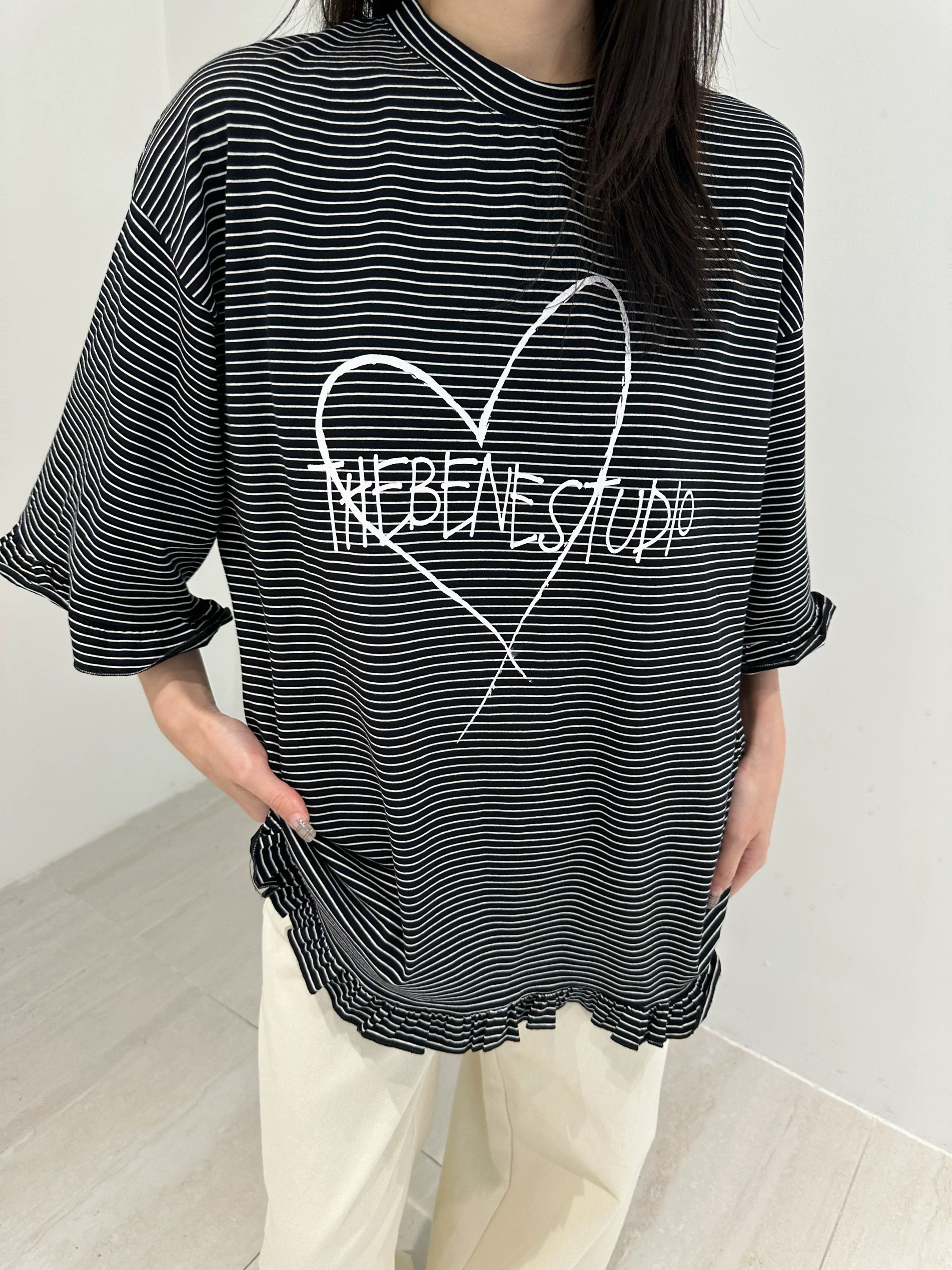 【洛丽塔天使】韩国东大门2025夏款女装软糯爱心荷叶边大版型休闲风