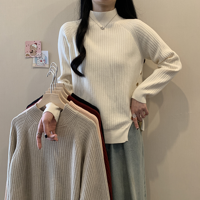 大码女装2025春季洋气百搭针织衫胖mm宽松显瘦长袖毛衣打底衫3764