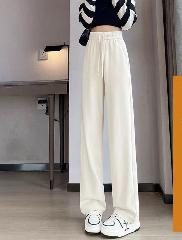 0098 阔腿裤女春秋高腰垂感显瘦直筒裤子2025新款休闲宽松卫裤