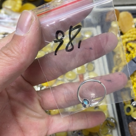 蜜蜡裸石银S925镶嵌戒指