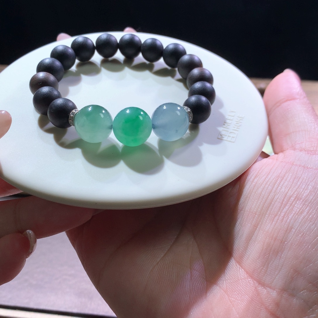 翡翠散珠翡翠多巴胺色系绿意浓浓手串定金