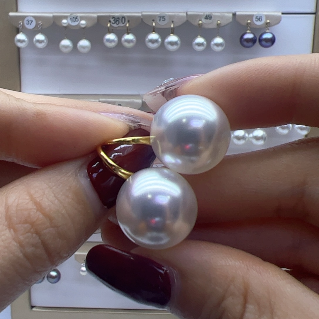 淡水珍珠耳饰18K金镶嵌