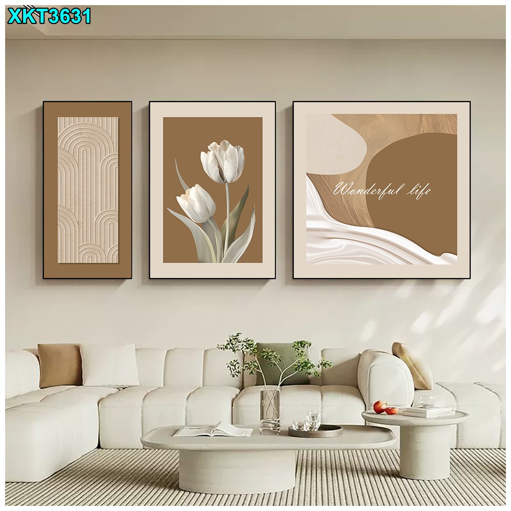 中古风美拉德壁画画挂画现代小众花卉墙壁艺术三联客厅装饰画简约