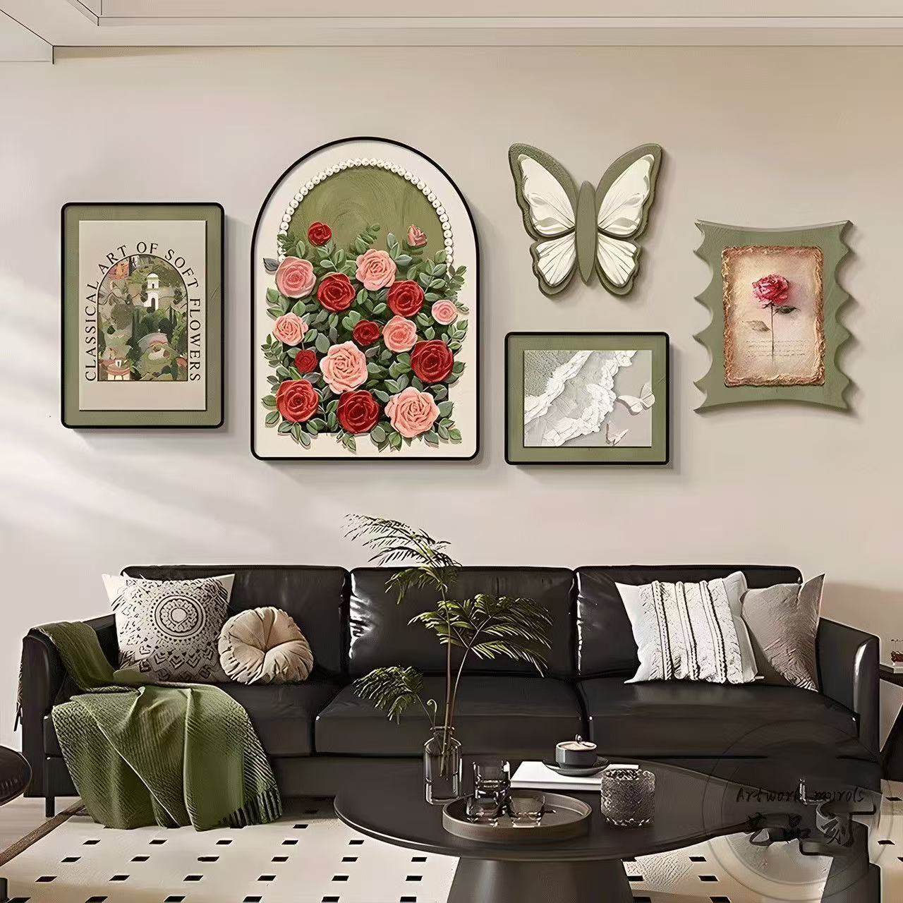 CK-006玫瑰海岸客厅装饰画中古风沙发背景挂画小众艺术挂画捡漏