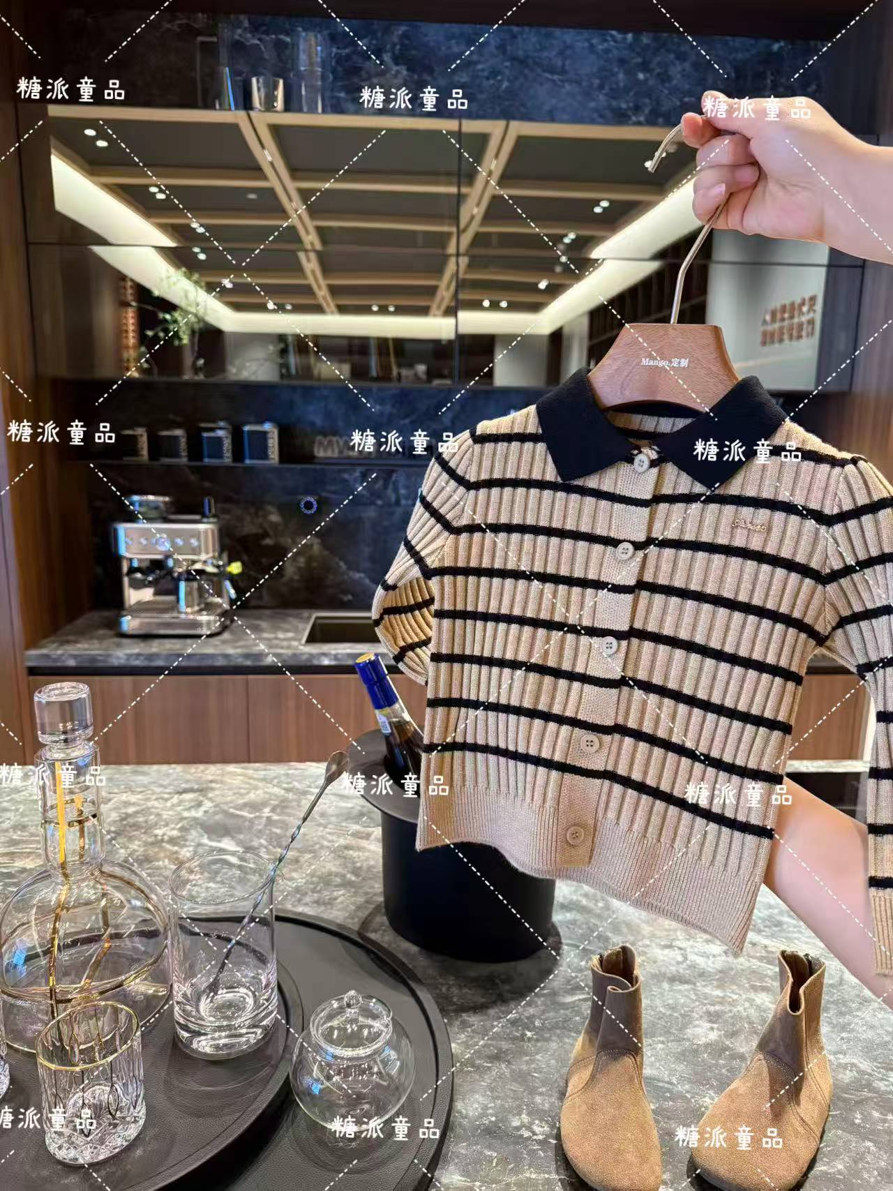 【单独一件上衣】2091柜柜走秀款 条纹Polo领儿童针织上衣